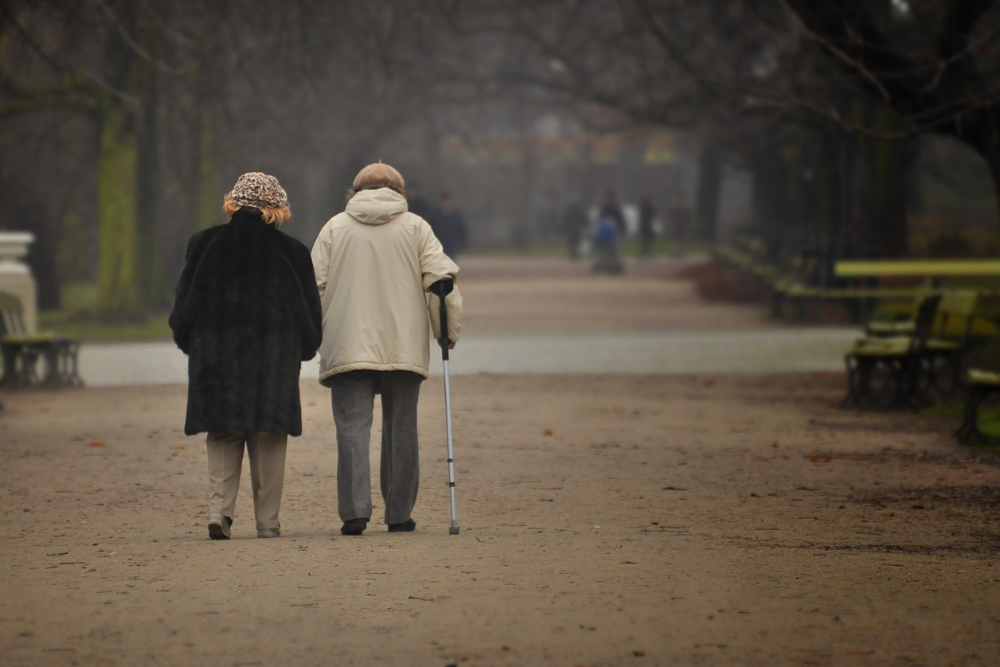 Couple walking on a winters day